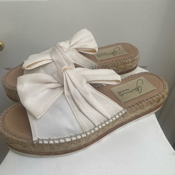 EUC Gaimo Spain Espadrille Platform Slides Linen Bow 39 - Picture 8 of 11